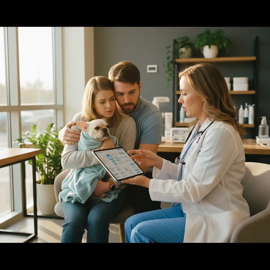 Le vétérinaire présente un bilan de santé : un moment où l'assurance prend tout son sens