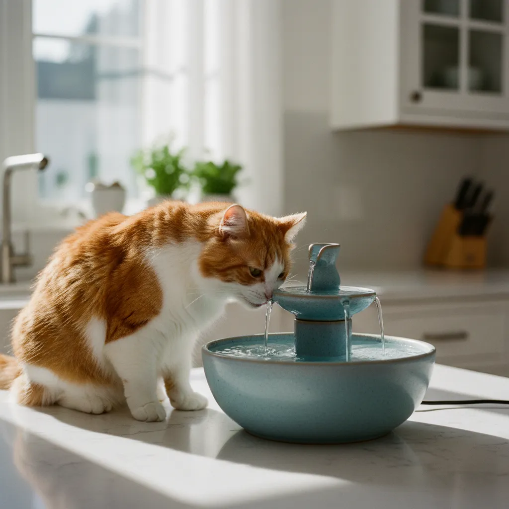 Une fontaine à eau encourage le chat à boire davantage et contribue à prévenir les récidives de cystite