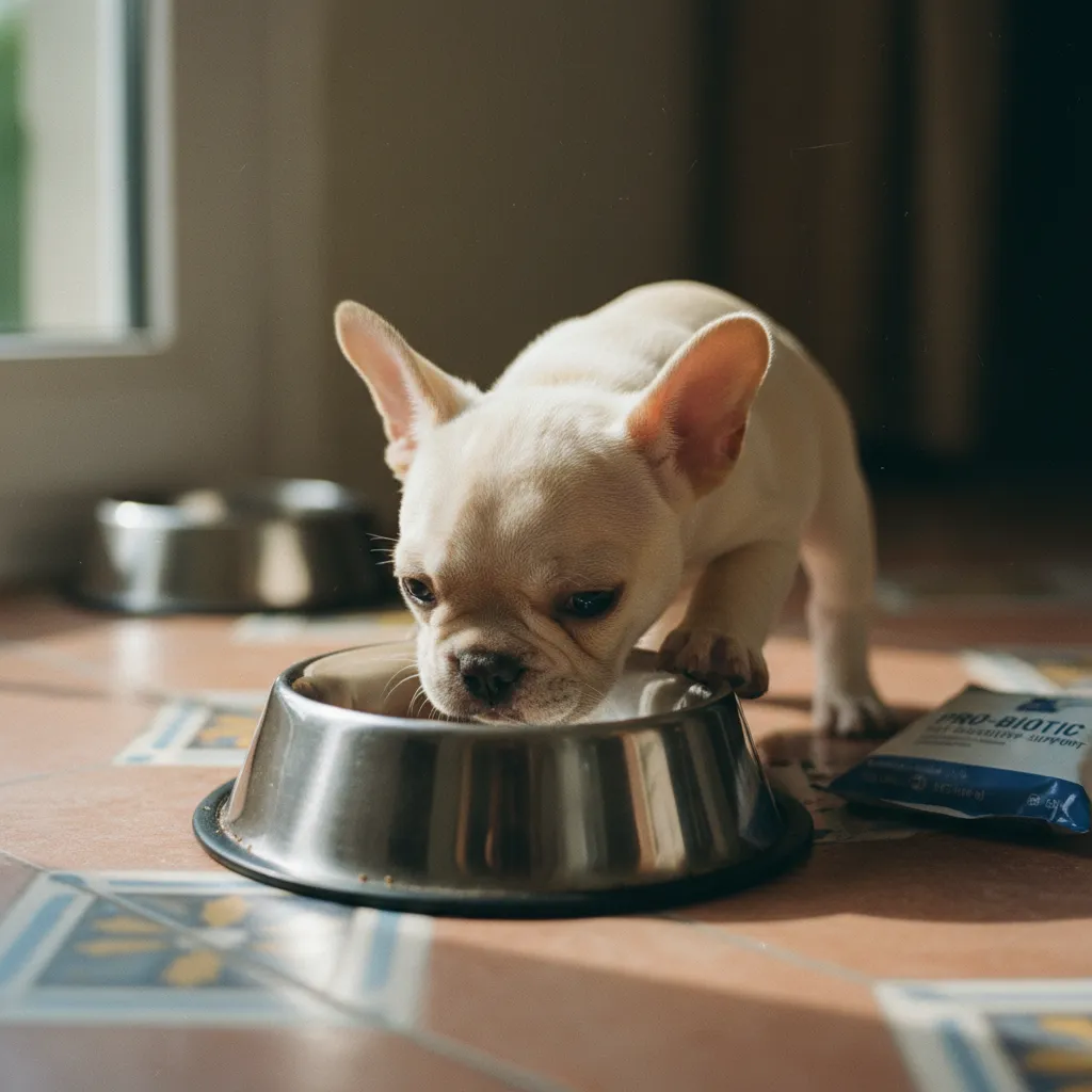 Les races à estomac sensible comme le Bouledogue français bénéficient d'un probiotique pendant la transition