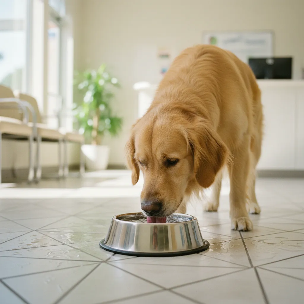 Proposer l'eau en petites quantités permet de limiter les nouvelles nausées chez le chien