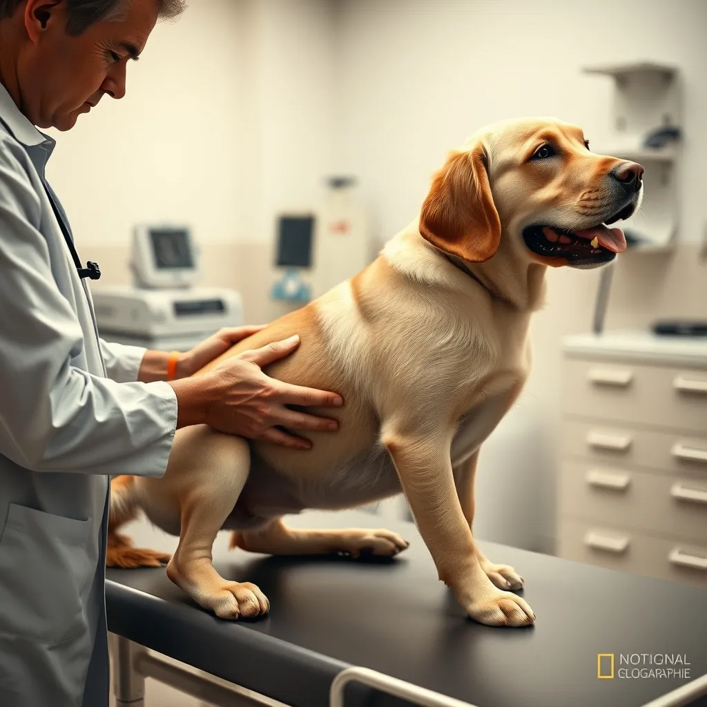 La dysplasie de la hanche touche 15 à 20 % des labradors et justifie une couverture chirurgicale solide