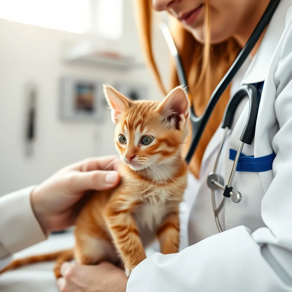Un examen clinique complet précède chaque injection vaccinale chez le chaton