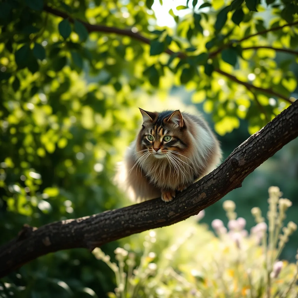 Le Norvégien, un chat à poil long robuste et athlétique dans son élément naturel