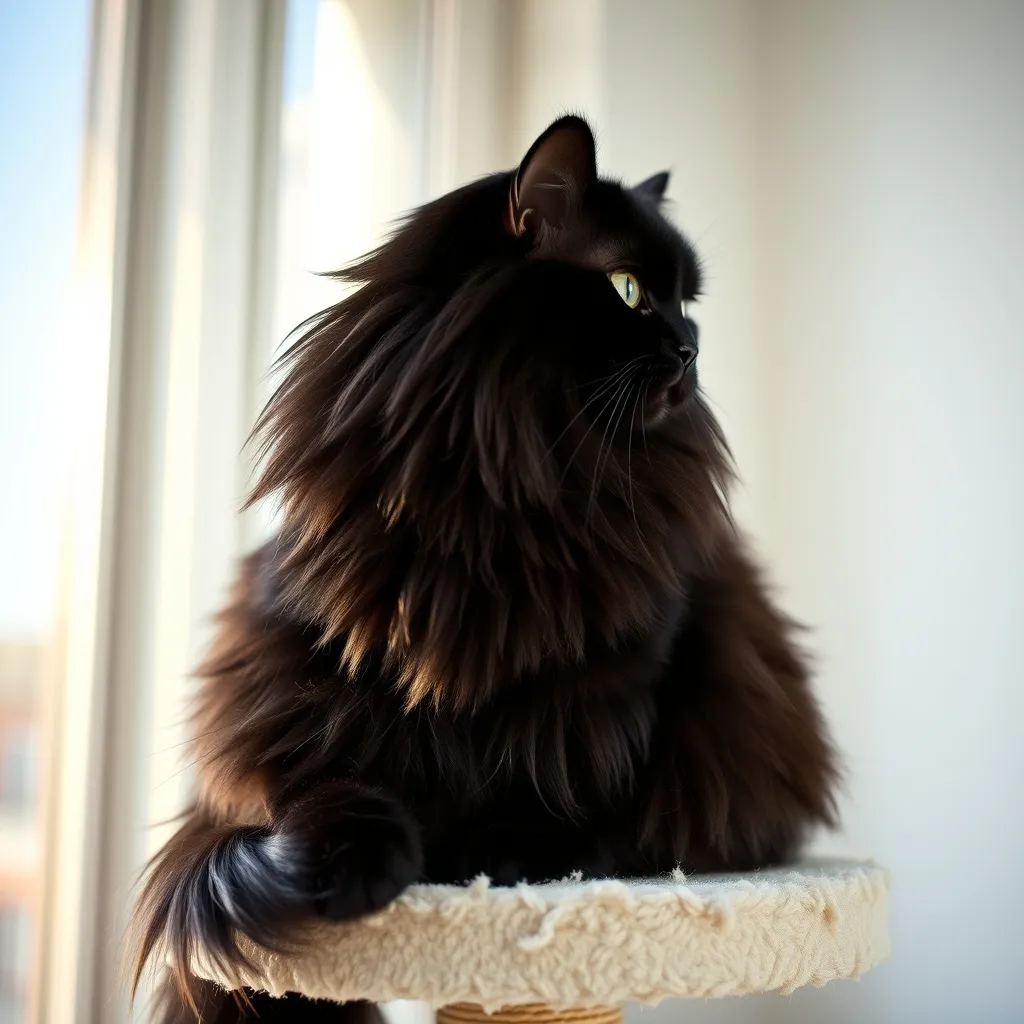 Le Maine Coon noir impressionne par sa taille pouvant dépasser 10 kg