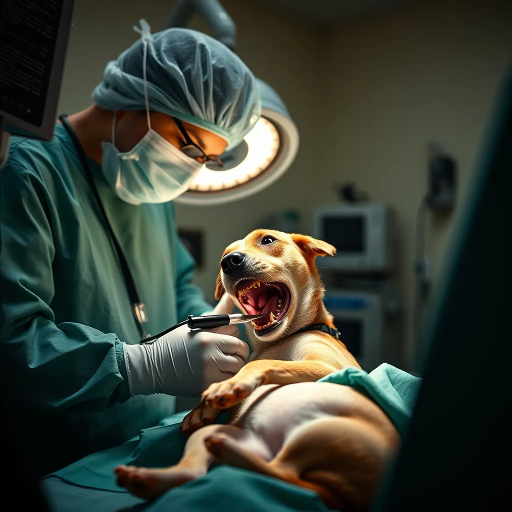 Détartrage sous anesthésie dans le bloc chirurgical vétérinaire