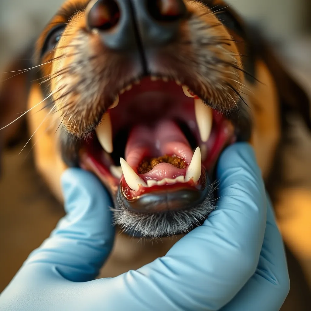 Le tartre visible sur les dents du chien est le signe qu'un détartrage devient nécessaire