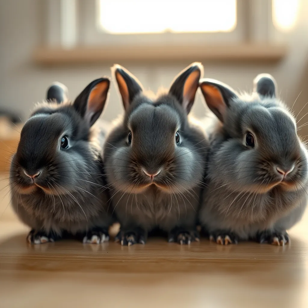 Comparaison des différentes nuances de gris chez le lapin nain