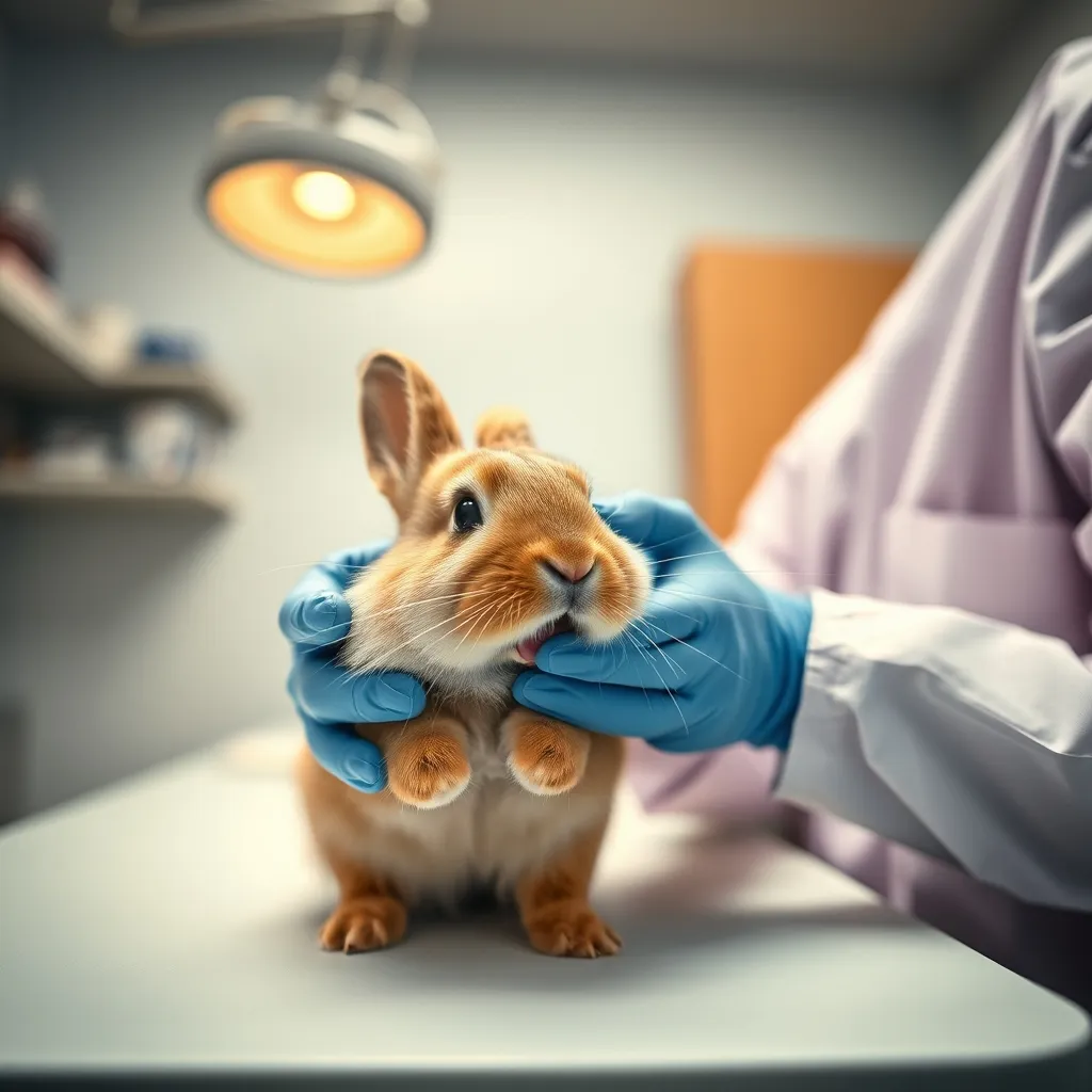 Examen dentaire d'un lapin nain néerlandais par un vétérinaire spécialisé NAC