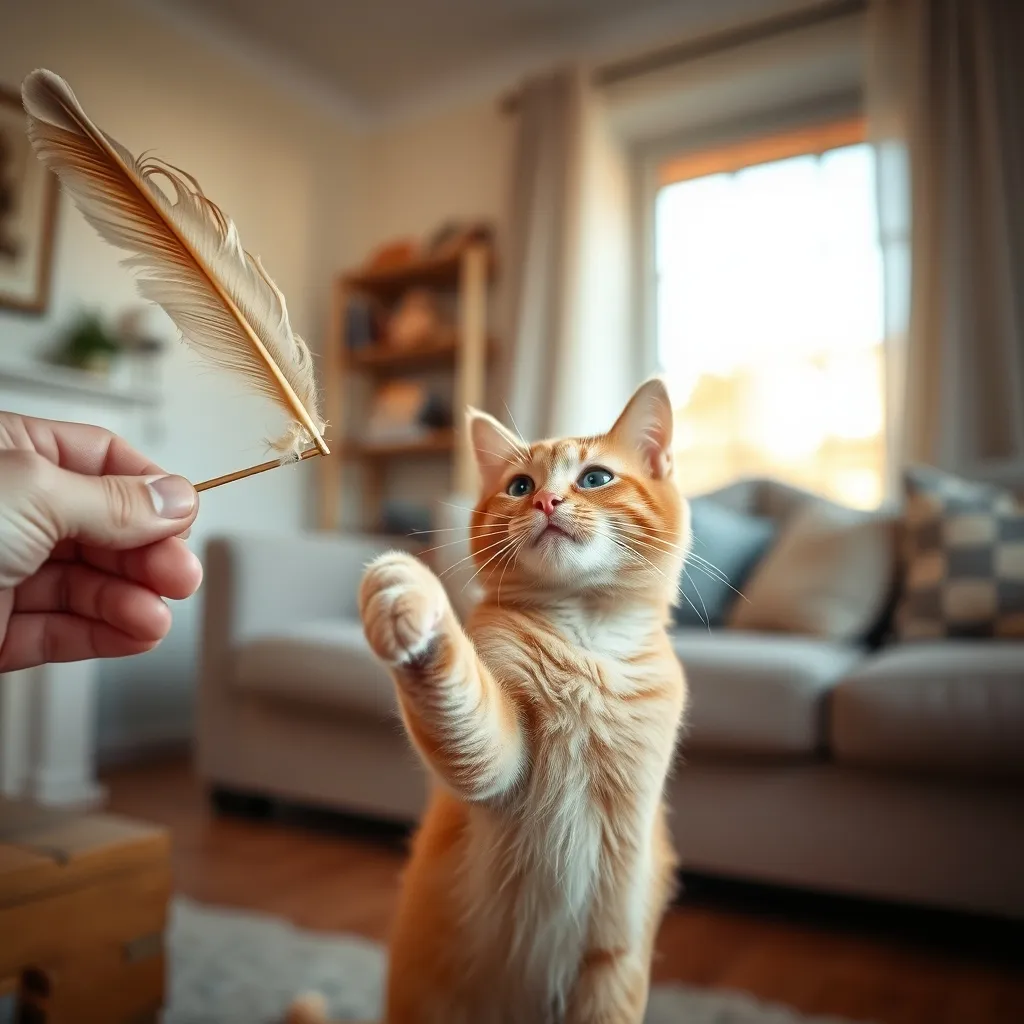 Le jeu interactif avec un plumeau est essentiel pour canaliser l'instinct de prédation du chat