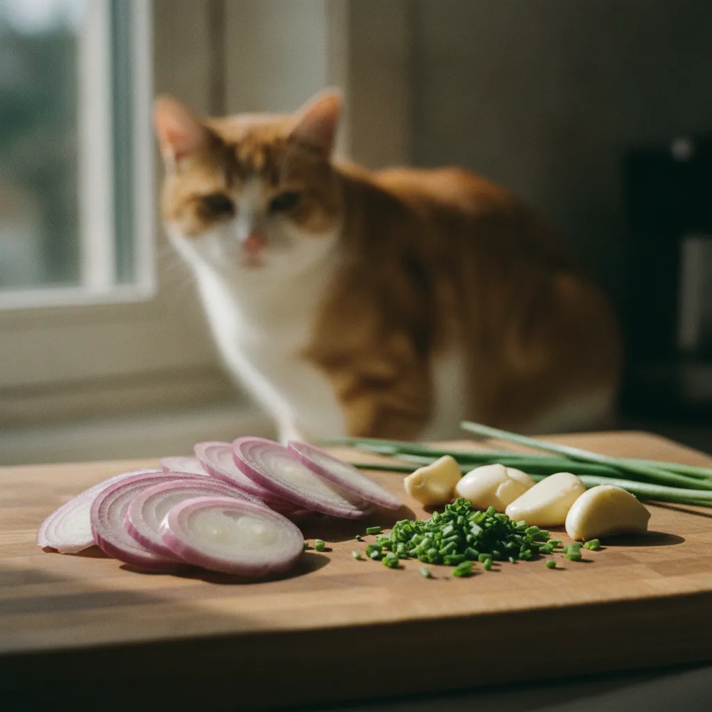 L'oignon, l'ail et la ciboulette sont tous toxiques pour le chat, même en petite quantité