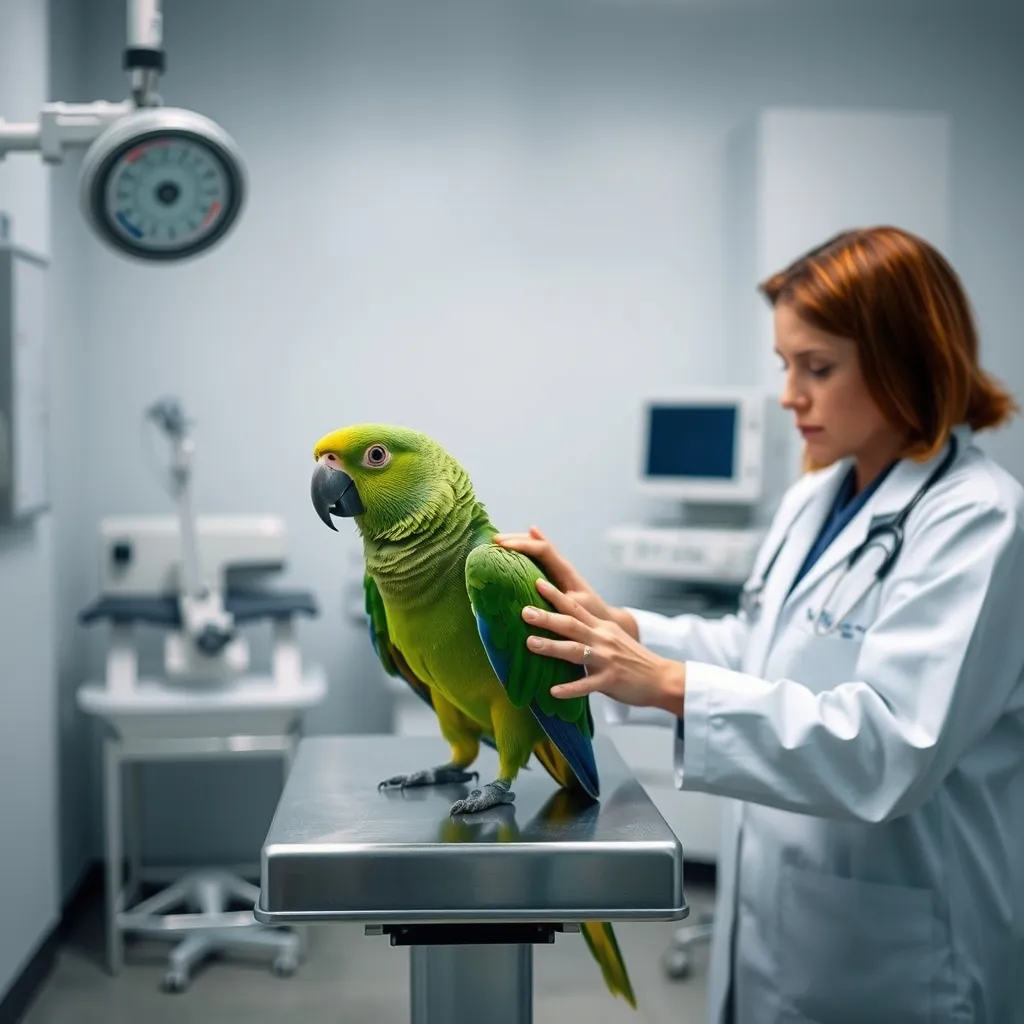 Une consultation vétérinaire spécialisée NAC pour un perroquet amazone