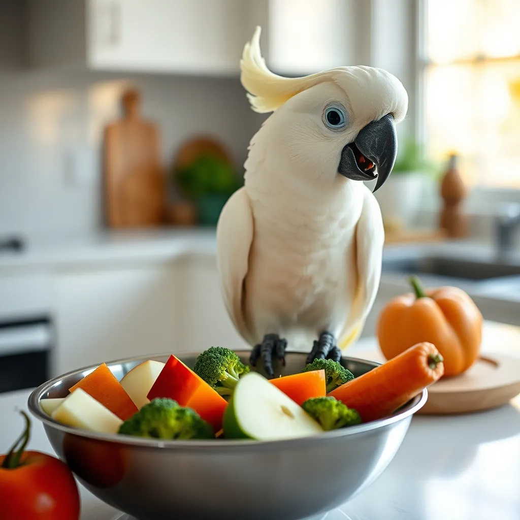 Une alimentation variée à base de fruits et légumes frais est essentielle pour la santé du perroquet