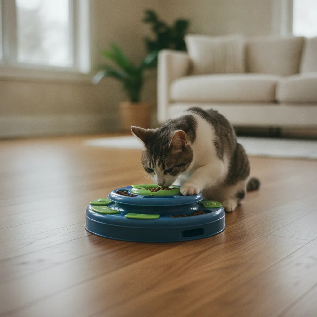 Les gamelles puzzle ralentissent l'ingestion et stimulent l'activité physique du chat en surpoids