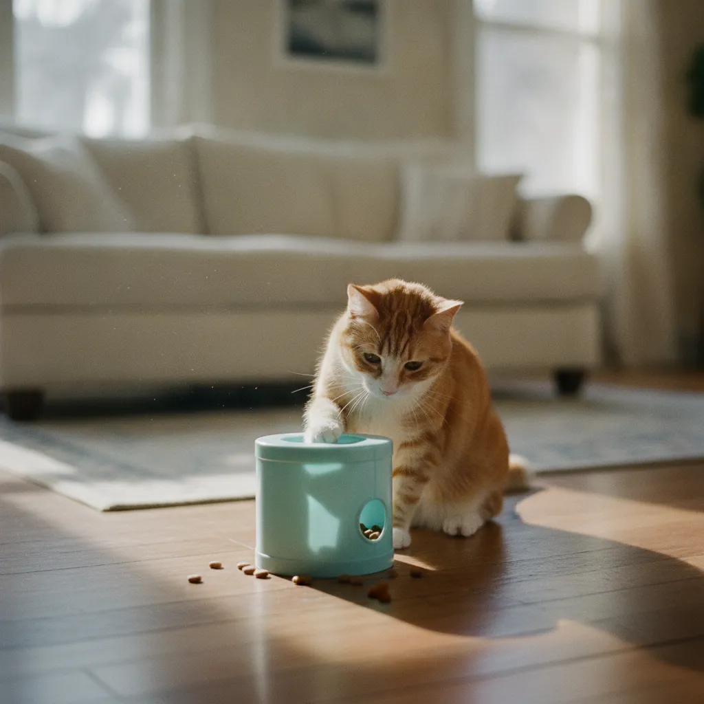Un puzzle alimentaire pour ralentir l'ingestion et stimuler l'activité du chat au régime