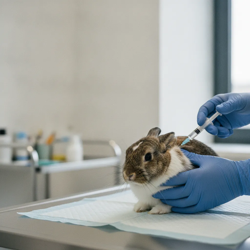 Vaccination annuelle d'un lapin nain contre la myxomatose et le VHD