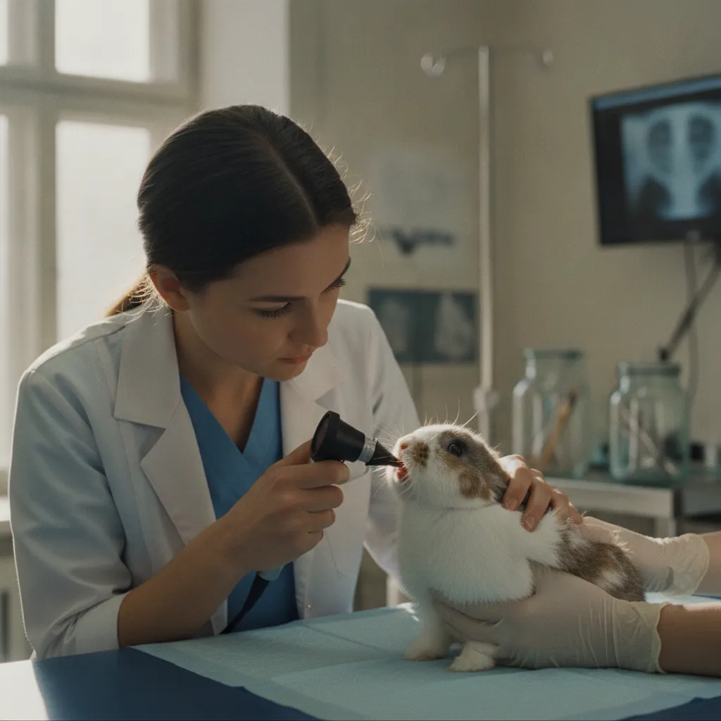 Contrôle dentaire du lapin nain à l'aide d'un otoscope adapté