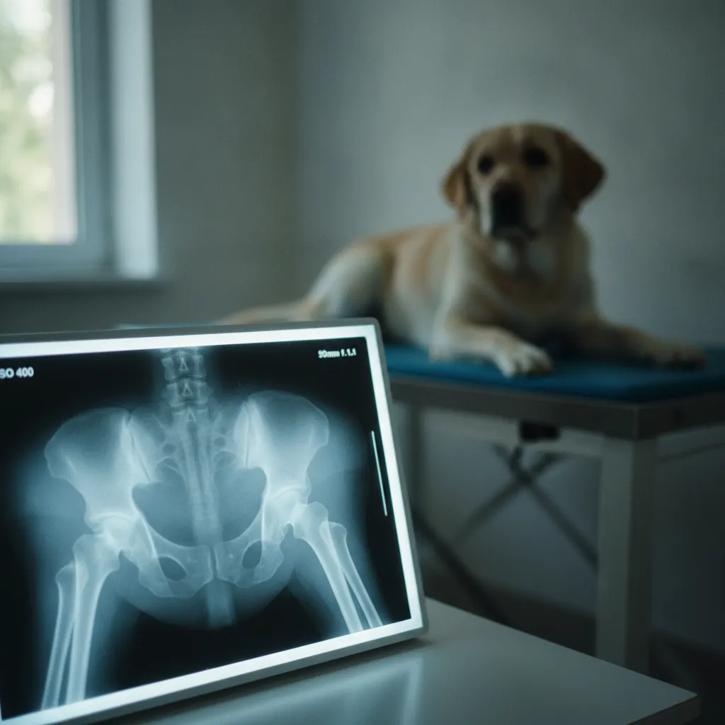 Radiographie de dépistage de dysplasie coxo-fémorale chez un Labrador