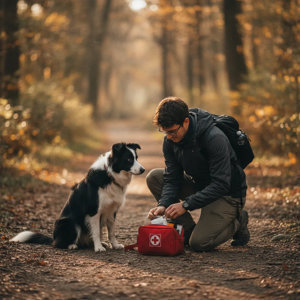 Vérification de la trousse de secours avant une randonnée avec son chien