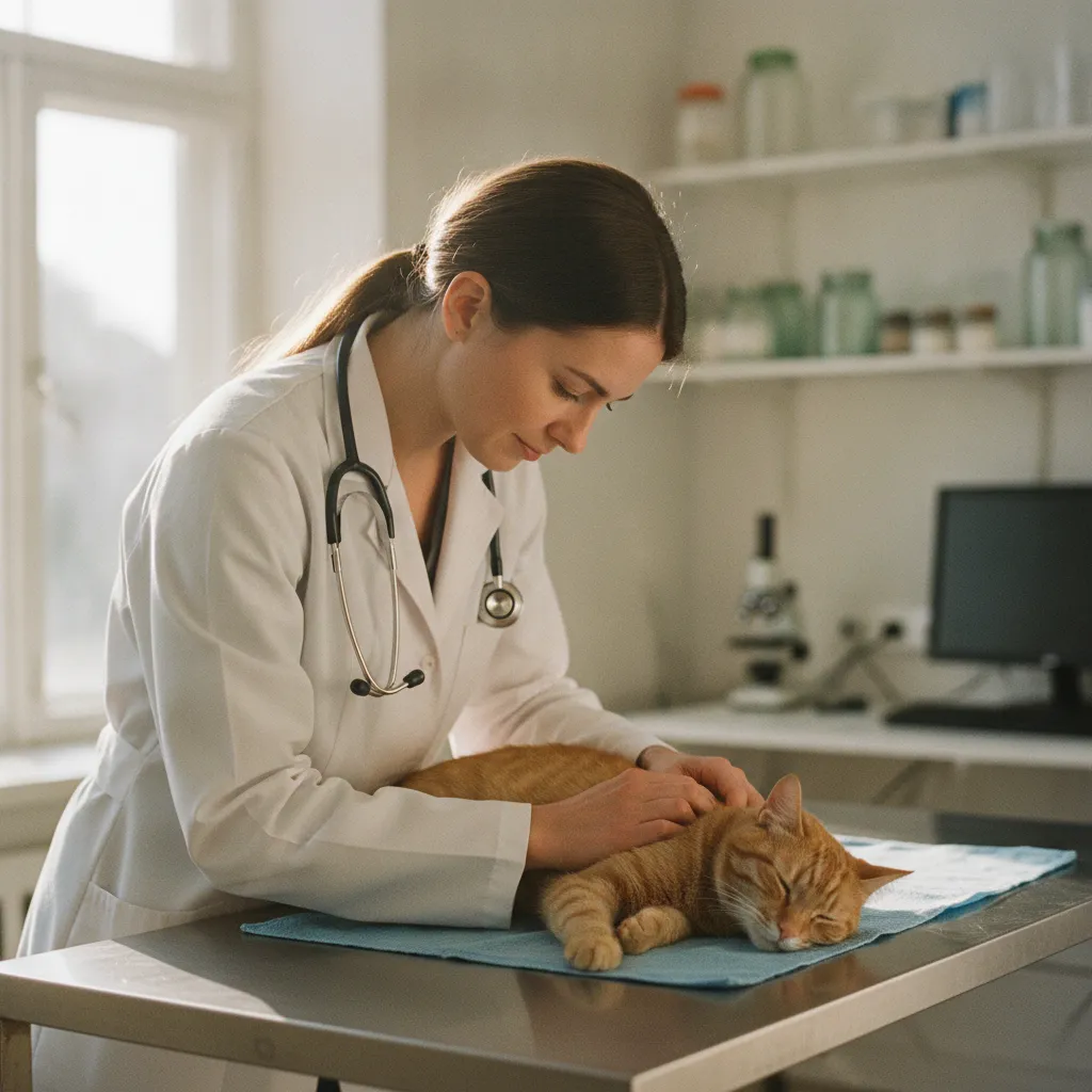 Une consultation vétérinaire permet d'écarter les causes pathologiques de vomissements chroniques chez le chat