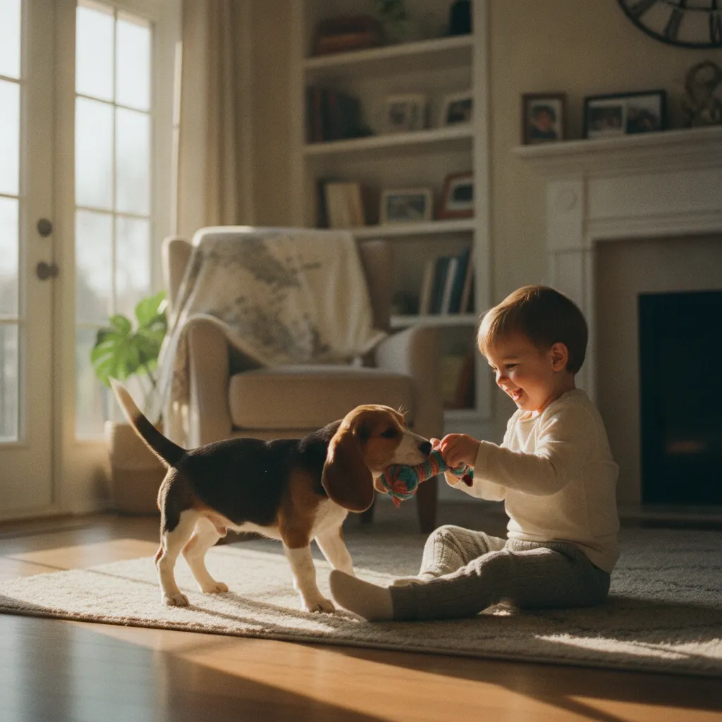 Le Beagle est un excellent compagnon pour les enfants grâce à sa patience naturelle