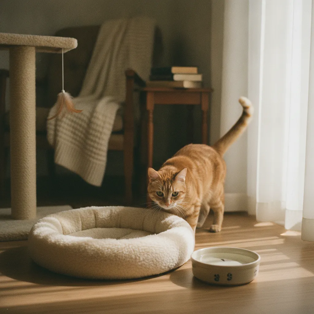 La pièce refuge équipée permet au chat de s'adapter en douceur à son nouveau foyer