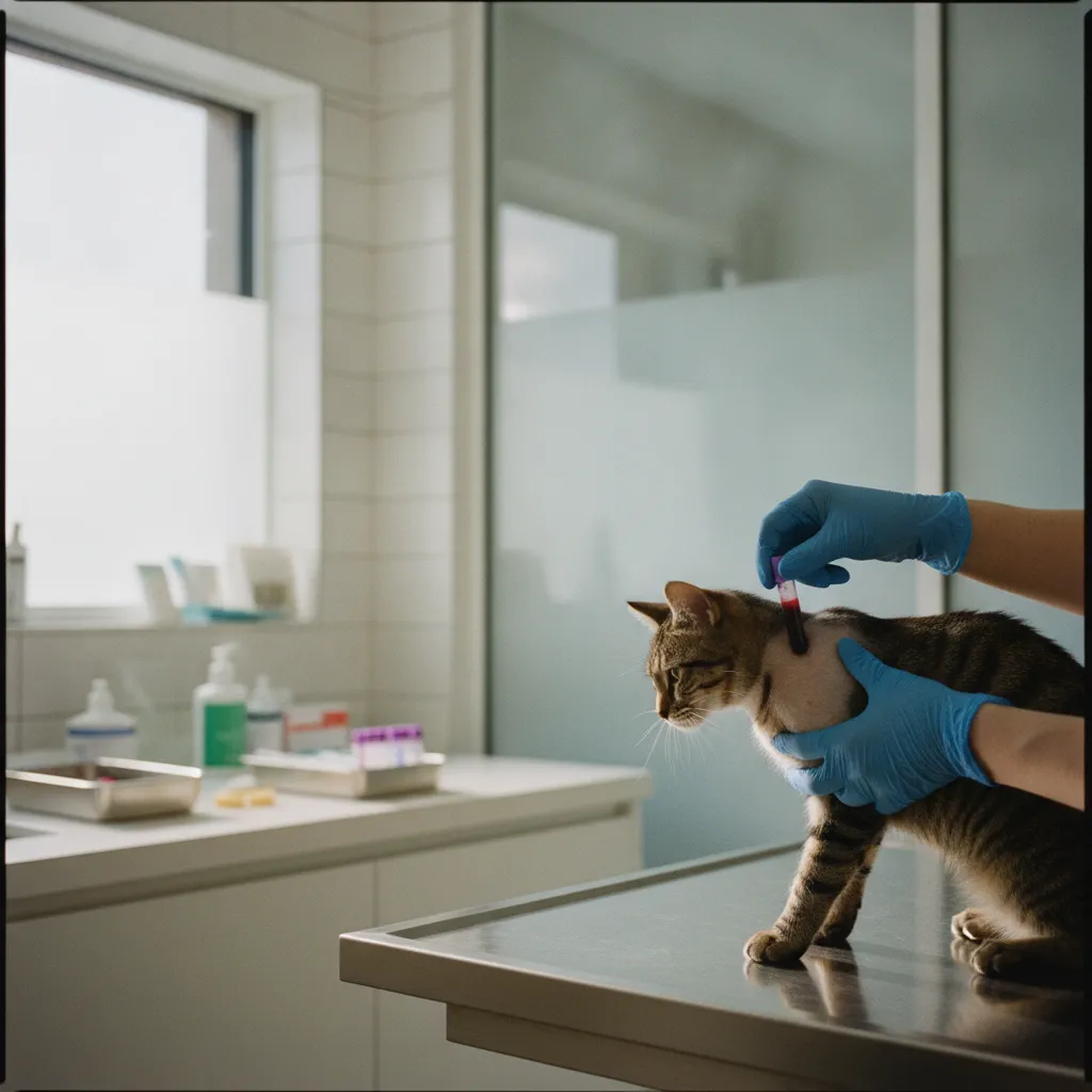 Prise de sang pour un dépistage FIV et FeLV en clinique vétérinaire