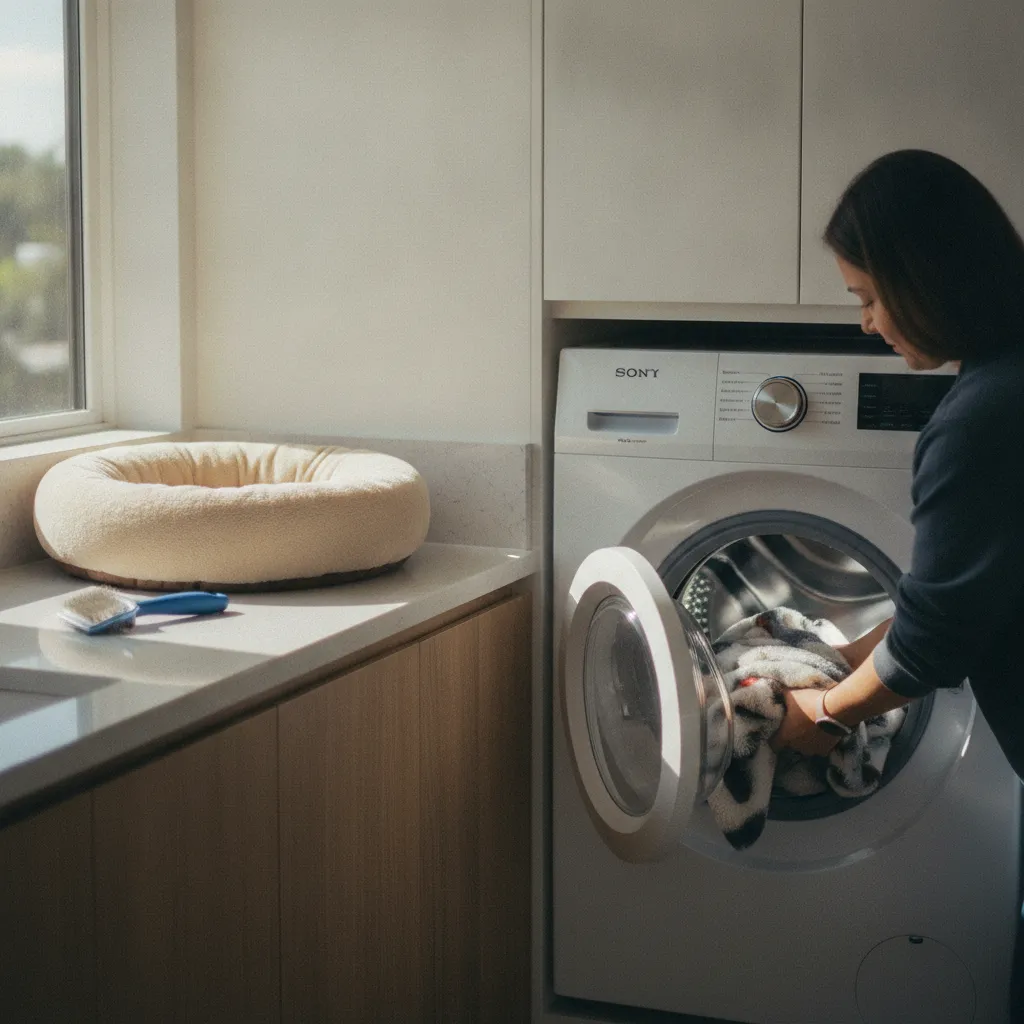 Lavage des textiles du chat à 60 °C pour éliminer les acariens de l'environnement