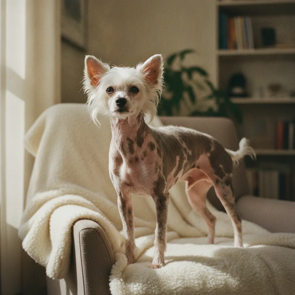 Le Chien chinois à crête variété nue, une race atypique qui nécessite une protection solaire en été