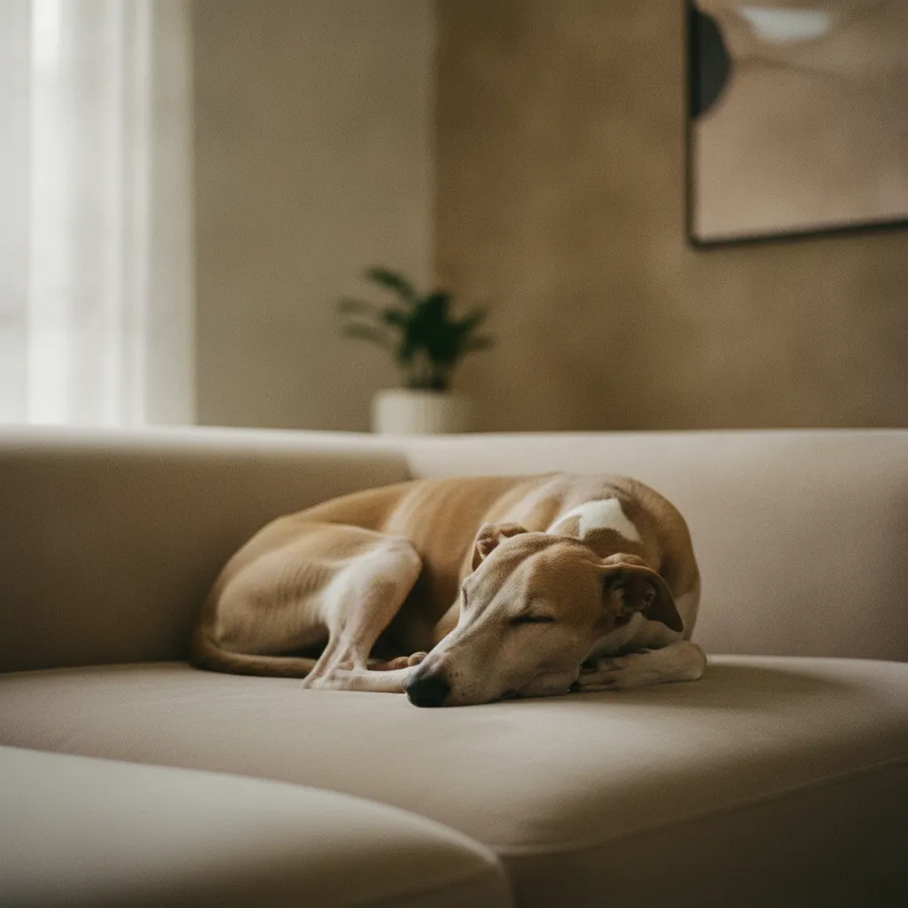 Le Whippet, lévrier de 10 à 13 kg, est un modèle de calme en intérieur