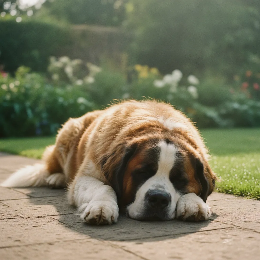 Le Saint-Bernard compense sa masse imposante par de longues phases de récupération