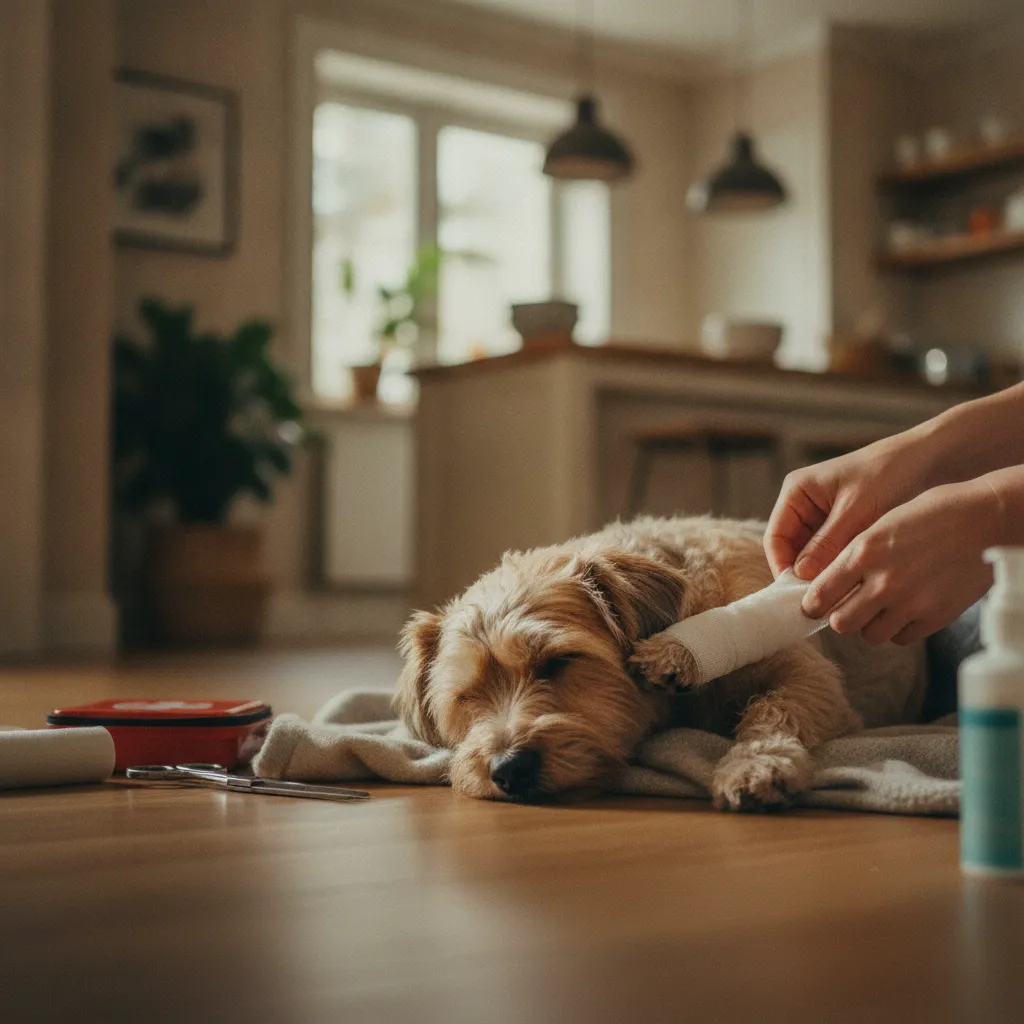 Gestes de premiers secours sur un chien blessé en attendant le vétérinaire de garde