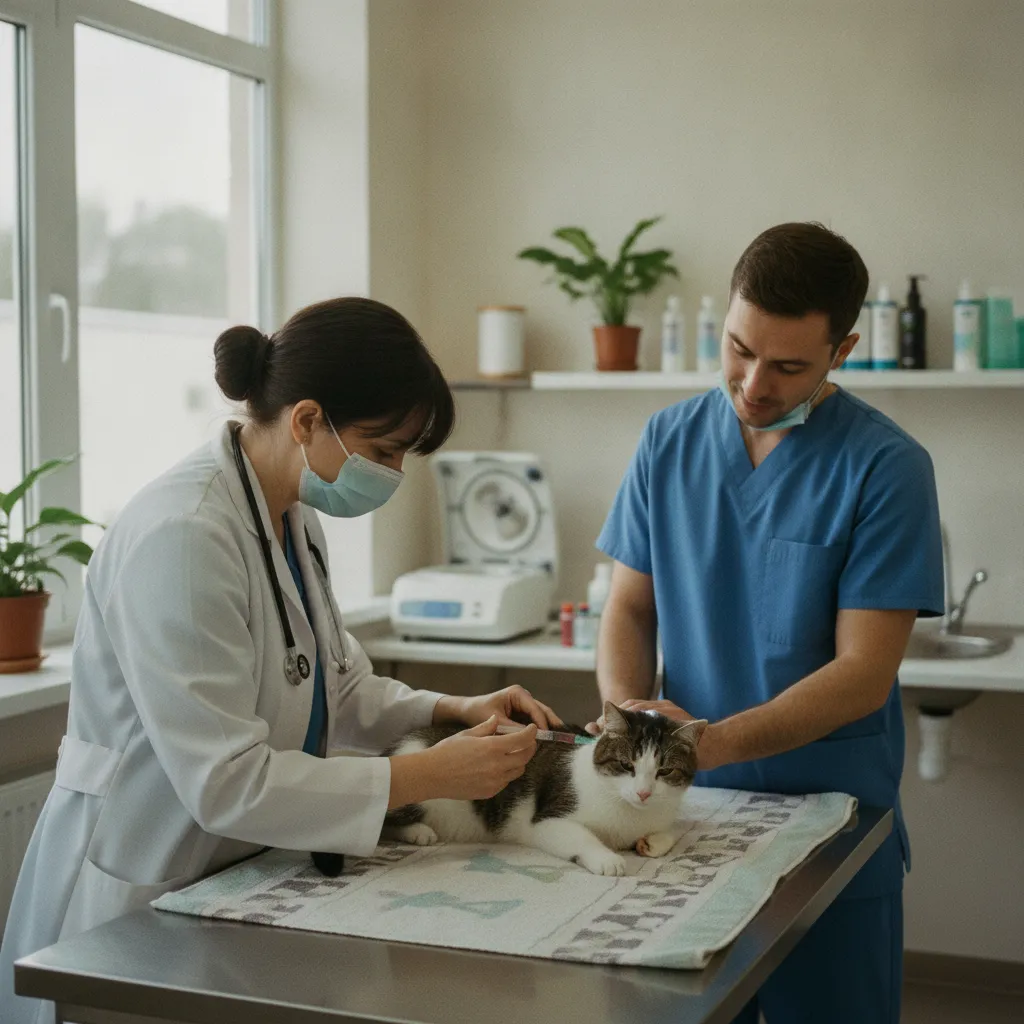 Prise de sang chez un chat âgé pour un bilan rénal et thyroïdien