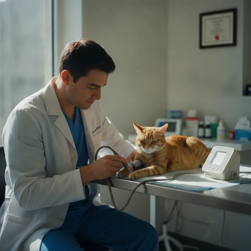 La mesure de la pression artérielle fait partie du bilan de base chez le chat âgé qui vocalise