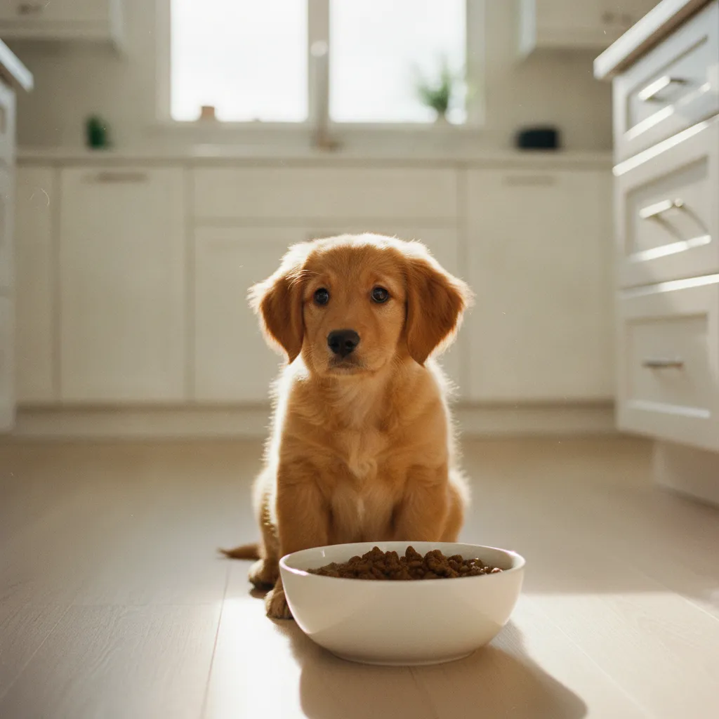 Humidifier les croquettes avec de l'eau tiède peut aider un chiot en poussée dentaire à manger plus facilement