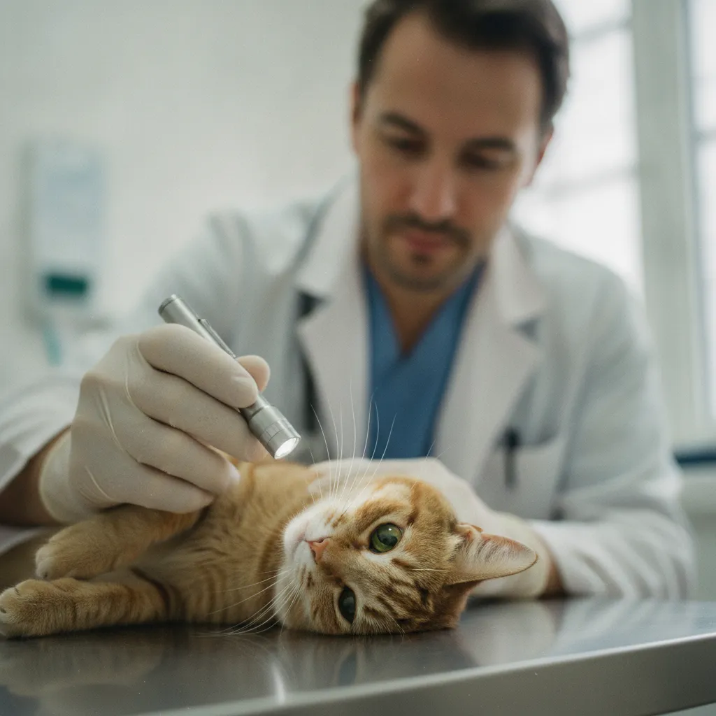 L'examen oculaire vétérinaire permet de diagnostiquer rapidement la plupart des affections de l'œil du chat