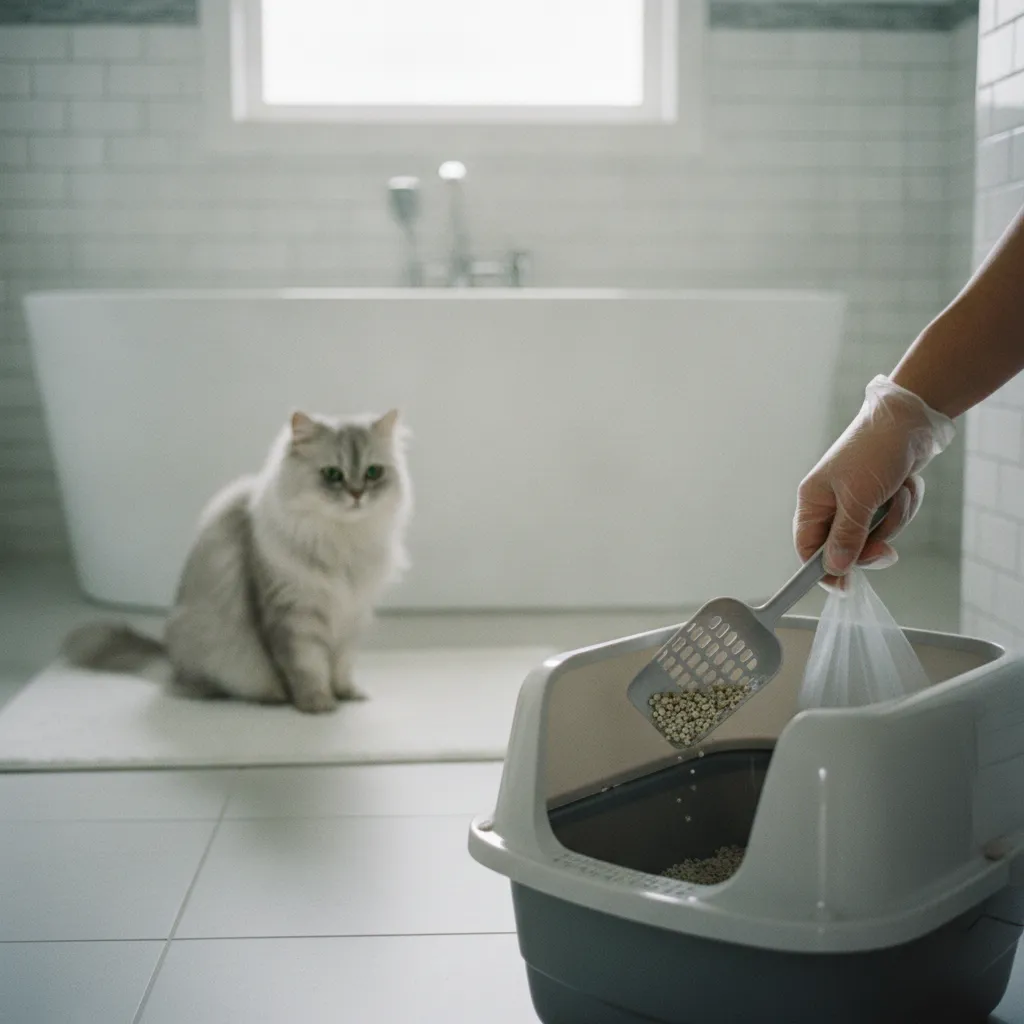Le nettoyage quotidien de la litière avec des gants réduit considérablement le risque de transmission de la toxoplasmose
